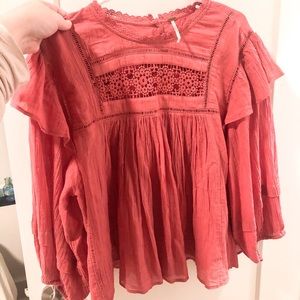 Free People Laura Button Top in Red